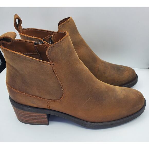 Clarks Womens Memi Zip Leather Bootie - Dark Tan, Size 7M EUC Scuffed - Picture 1 of 8